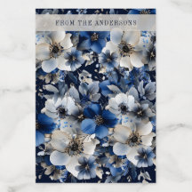 Elegantes marineblaues und silbernes Blumenmuster