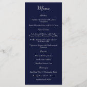 Elegantes marineblaues und silbernes Hochzeitsmenü Menükarte (Rückseite)