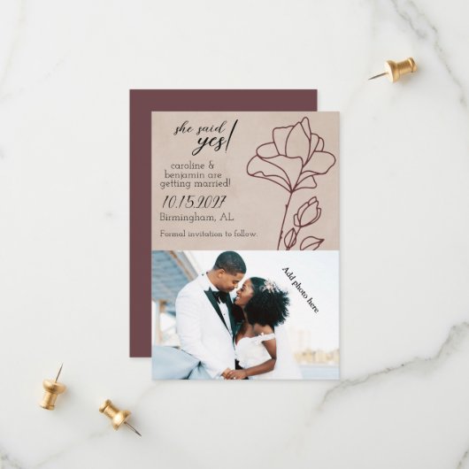 Elegantes marineblumenes Design Save The Date (Vorderseite/Rückseite Beispiel)