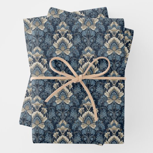 Elegantes Marinemodell und Elfenbeindamastelei Geschenkpapier Set (Beispiel)