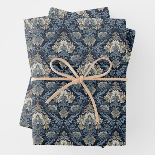 Elegantes Marinemodell und Elfenbeindamastelei Geschenkpapier Set (Beispiel)