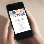 Elegantes marines Blue Blush Pink Floral Ostern Mi Einladung