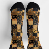 Elegantes Marinewerk und Gold Patchwork - Custom F Socken (Oben)