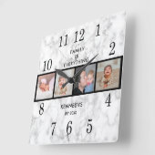 Elegantes Marmor 4 Foto Collage Familienangebot Quadratische Wanduhr (Winkel)