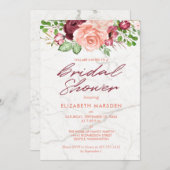 Elegantes Marmor Burgund Mauve Peach Brautparty Einladung (Vorne/Hinten)