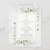 Elegantes Marmor Foto Feier zum Leben Beerdigung Einladung (Vorne/Hinten)