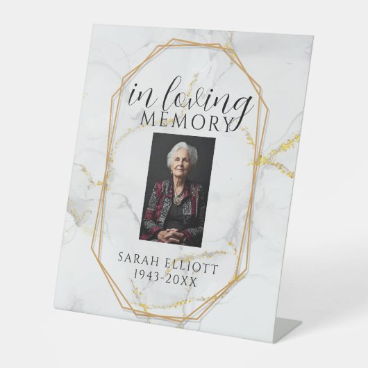 Elegantes Marmor In Loving Memory Template | Perso Sockelschild (Vorderseite)