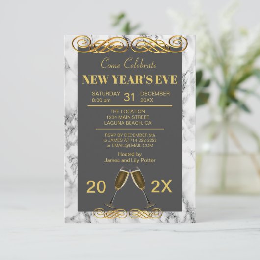 Elegantes Marmor-Party (Stehend Vorderseite)