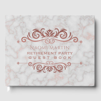 Elegantes Marmor Rose Gold Rentirement Party Gästebuch