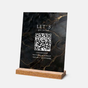 Elegantes Marmor-Schwarz-Gold-Salon-Social-Media Acrylschild