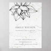 Elegantes Marmor Schwarz-weiß Lotus Einfaches Busi Poster (Vorne)