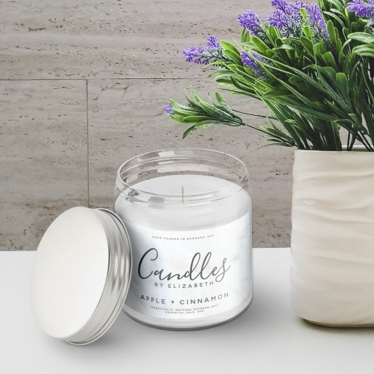 Elegantes Marmor Soy Candle Label Rechteckiger Aufkleber