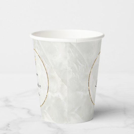 elegantes Marmor Taufe Papiertasse Pappbecher (Rechts)