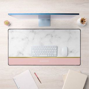 Elegantes Marmor und rosa Muster Personalisiert Schreibtischunterlage
