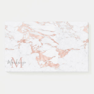 Elegantes Marmor- und Roségoldfolien-Monogramm Post-it Klebezettel