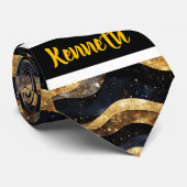 Elegantes Marmordesign in Goldtönen Krawatte (Gerollt)