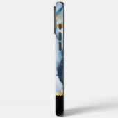 Elegantes Marmordesign mit blauen und goldenen Akz Case-Mate iPhone Hülle (Rückseite / Links)