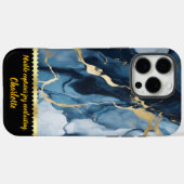 Elegantes Marmordesign mit blauen und goldenen Akz Case-Mate iPhone Hülle (Rückseite (Horizontal))