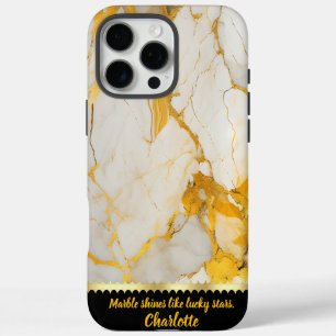 Elegantes Marmordesign mit goldenen Adern und Wirb iPhone 16 Pro Max Hülle