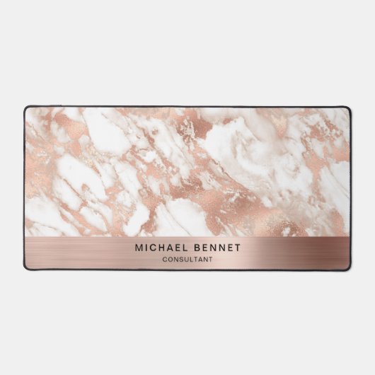 Elegantes Marmorgeschäft Rose Gold Metallic Busine Schreibtischunterlage (Vorderseite)