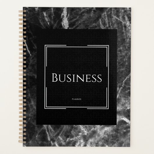 Elegantes Marmorgeschäft Schwarz-weiß Planer (Vorderseite)