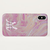 Elegantes Marmorglas Agate Pink Gold Monogramm Case-Mate iPhone Hülle (Rückseite (Horizontal))