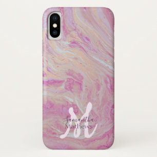 Elegantes Marmorglas Agate Pink Gold Monogramm Case-Mate iPhone Hülle