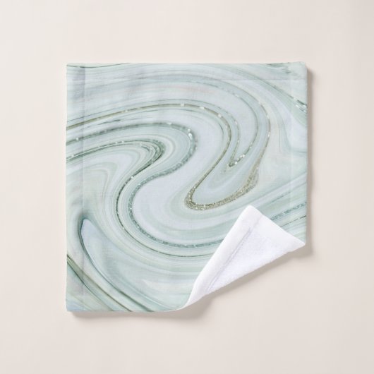 Elegantes Marmorglas Swirl Glitzer Muster Sparkle Badhandtuch Set (Waschlappen)