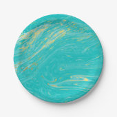 Elegantes Marmorluxus Gold Blue Design Pappteller (Vorderseite)