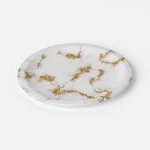 Elegantes Marmorluxus Gold-Design Pappteller (Schrägansicht)
