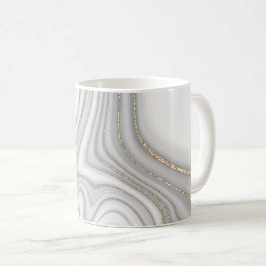 Elegantes Marmormuster aus flüssigem Glitzer Kaffeetasse (VorderseiteRechts)