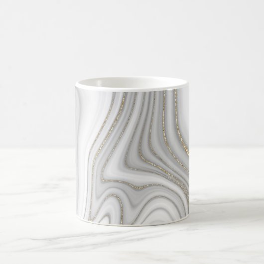 Elegantes Marmormuster aus flüssigem Glitzer Kaffeetasse (Mittel)