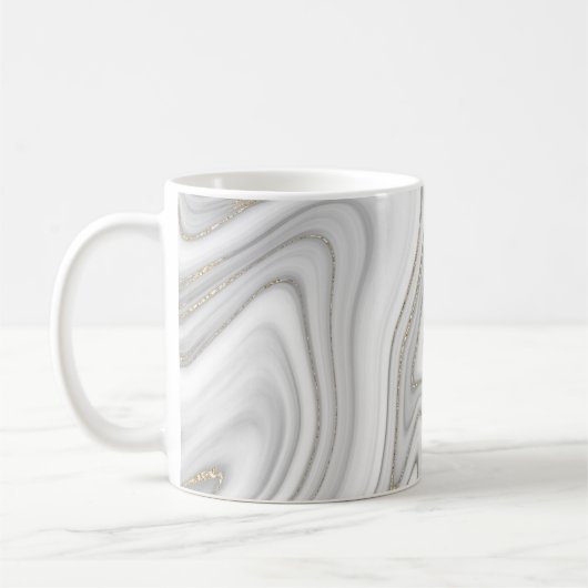 Elegantes Marmormuster aus flüssigem Glitzer Kaffeetasse (Links)