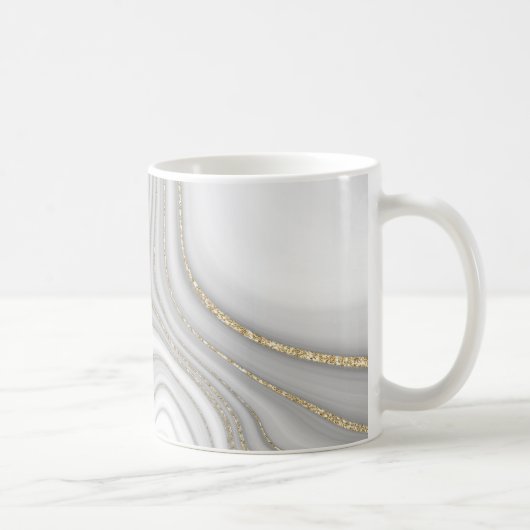 Elegantes Marmormuster aus flüssigem Glitzer Kaffeetasse (Rechts)