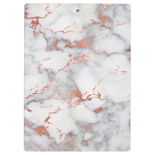 elegantes Marmormuster aus Grau und Rose Klemmbrett (Rückseite)