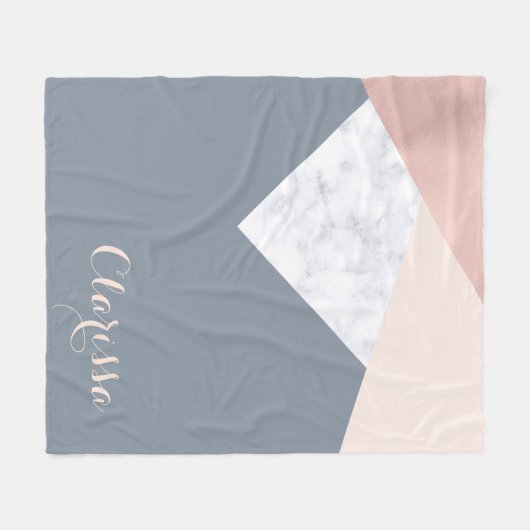 elegantes MarmorRosengoldgraues beige Fleecedecke (Vorderseite (Horizontal))