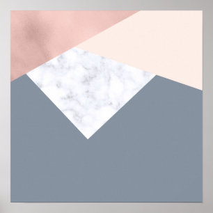 elegantes MarmorRosengoldgraues beige Poster