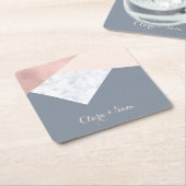 elegantes MarmorRosengoldgraues beige Rechteckiger Pappuntersetzer (angewinkelt)