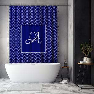 Elegantes marokkanisches Damastenschiff Blaues Mon Duschvorhang