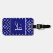 Elegantes marokkanisches Damastenschiff Blaues Mon Gepäckanhänger (Vorderseite horizontal)