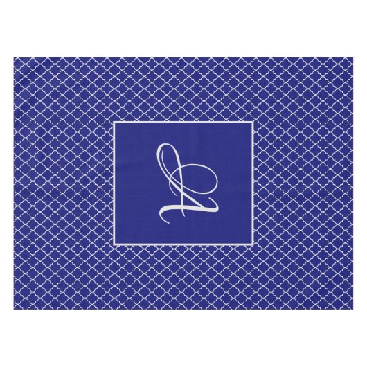 Elegantes marokkanisches Damastenschiff Blaues Mon Tischdecke (Vorderseite (Horizontal))