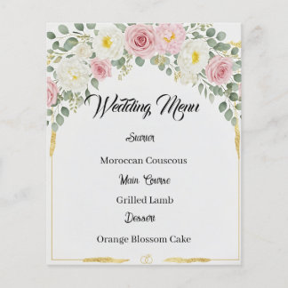 Elegantes marokkanisches Hochzeitsmenü der Goldflo Flyer