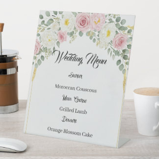 Elegantes marokkanisches Hochzeitsmenü der Goldflo Sockelschild