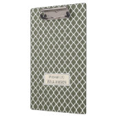 Elegantes marokkanisches Muster Lichen Dark Green  Klemmbrett (Links)