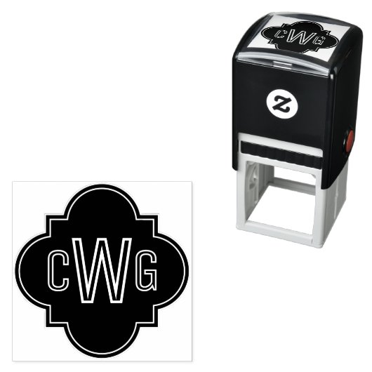 Elegantes marokkanisches Quatrefolie 3 Initial Mon Permastempel (Beispiel)