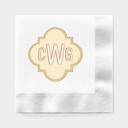 Elegantes marokkanisches Quatrefolien 3 Erste Mono Servietten Mit Folie (Vorderseite)