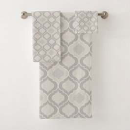 Elegantes marokkanisches Trellis-Muster in neutral Badhandtuch Set