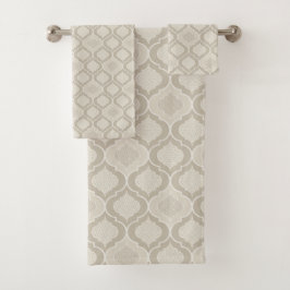 Elegantes marokkanisches Trellis-Muster in neutral Badhandtuch Set