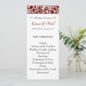 Elegantes Maroon-Burgund-Hochzeitsprogramm Programm (Stehend Vorderseite)