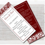 Elegantes Maroon-Burgund-Hochzeitsprogramm Programm